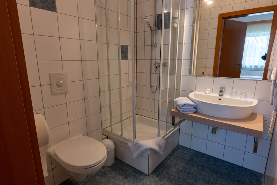 Badezimmer mit Dusche und WC